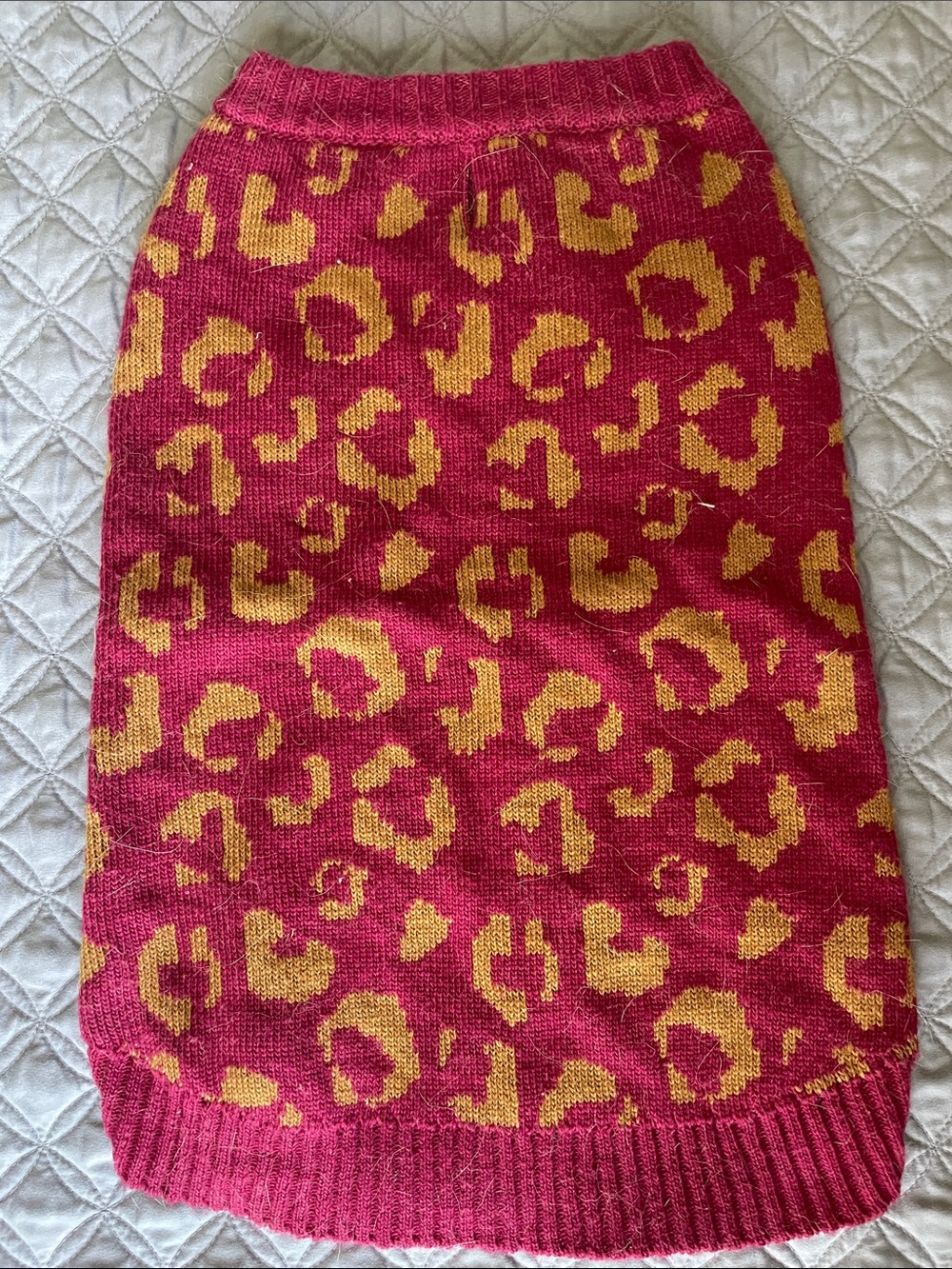 Bold Pink and Gold Leopard Knit Sweater